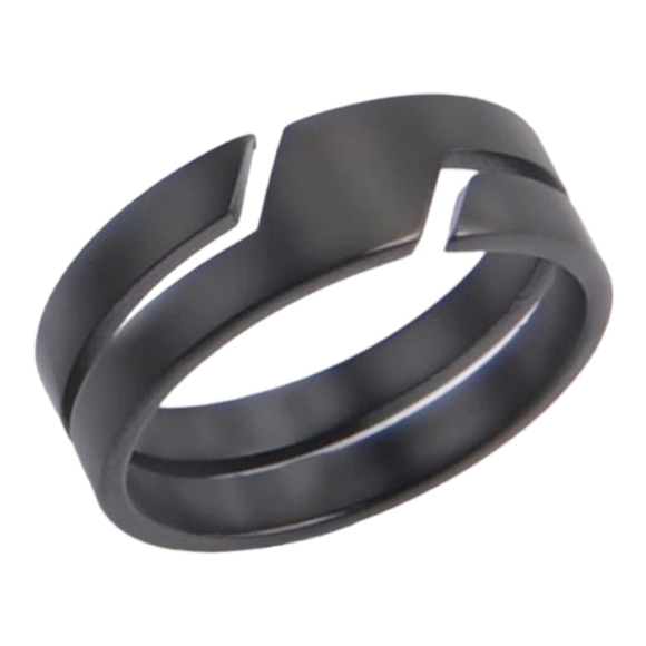 NWT Men’s 7mm Black Stainless Steel Ring Wedding Band Promise Ring Unisex - Picture 2 of 3